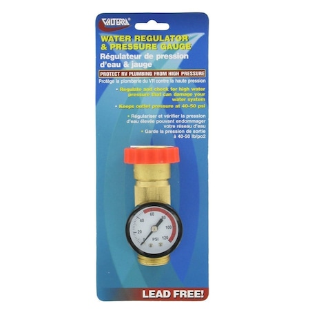 Valterra WATER REGULATOR GAUGE COMBO, LEAD-FREE, CARDED A01-1124VP